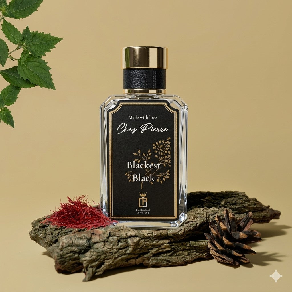 BLACKEST BLACK by Chez Pierre — dark rose, oud and patchouli Extrait de Parfum 50ml by Opulent Perfumes UAE