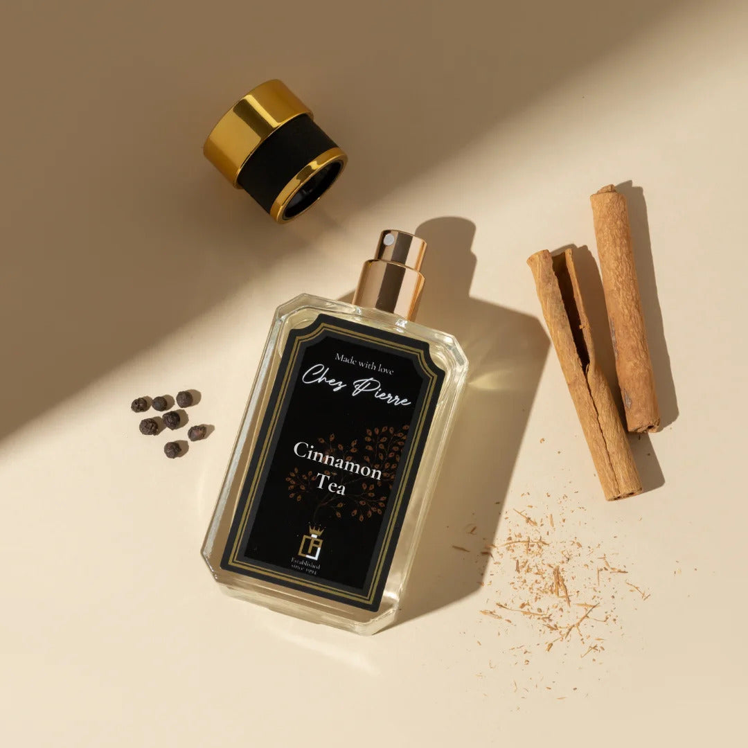 Cinnamon Tea by Chez Pierre – inspired by Angels’ Share, Kilian, warm spicy gourmand French oil perfume from Opulent Perfumes UAE.