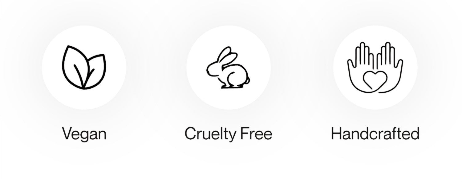 Vegan, cruelty-free, handcrafted, unisex and long-lasting perfume quality badges