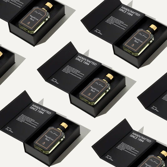 Affordable men's perfumes by Chez Pierre displayed with opened perfume boxes and bottles from Opulent Perfumes UAE