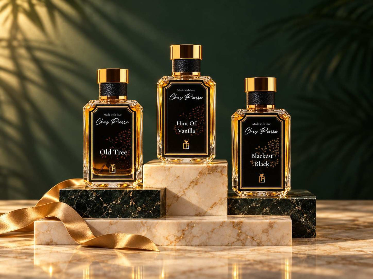 Chez Pierre Hint of Vanilla, Blackest Black and Old Tree best seller Extrait de Parfum – Opulent Perfumes UAE
