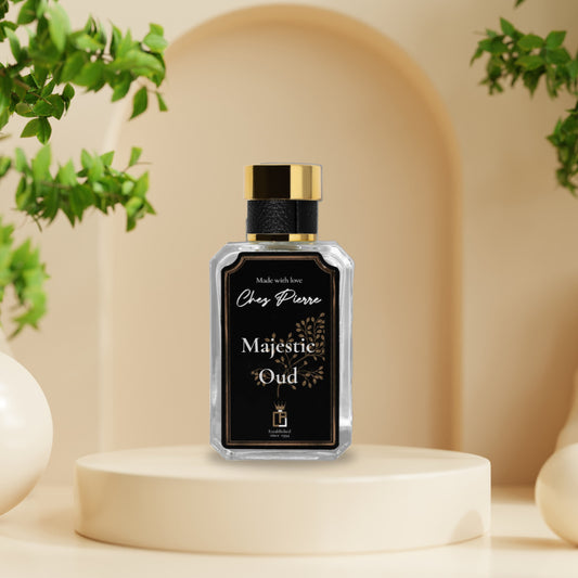Majestic Oud by Chez Pierre – inspired by Oud for Greatness, Initio Parfums, powerful oud French oil perfume from Opulent Perfumes UAE.