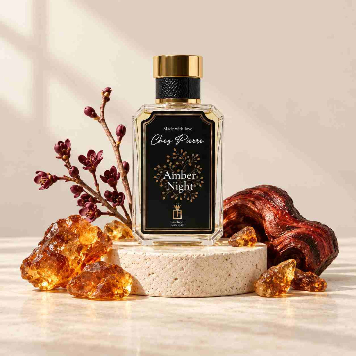 Premium oriental and amber perfume bottle, high-performance handcrafted luxury fragrance